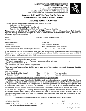 Carpenters Disability Benefit Application
