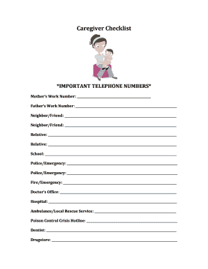 Caregiver Checklist Form