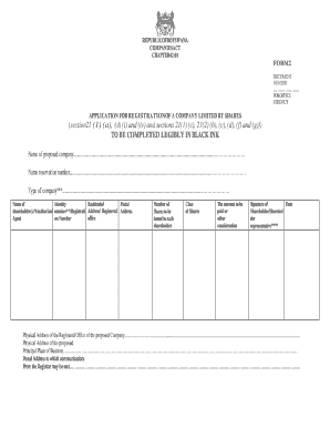 Botswana Company Registration Form