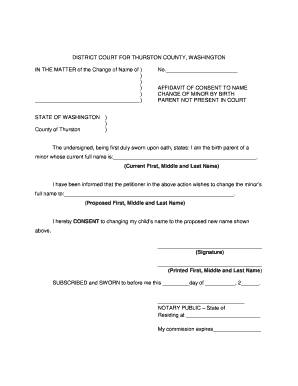 Affidavit of Consent to Name Change of Minor