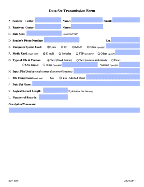 Data Set Transmission Form