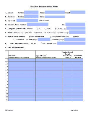 Data Set Transmission Form