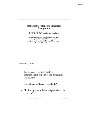 310: Effective Policies and Procedures