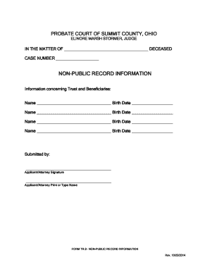 Ohio Non-Public Record Information Form