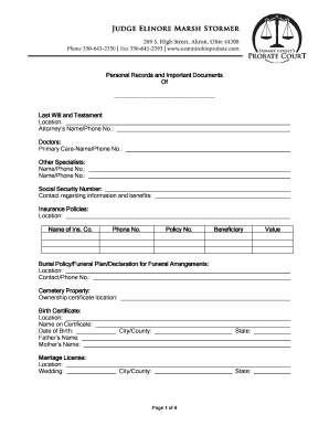 Last Will and Testament Record