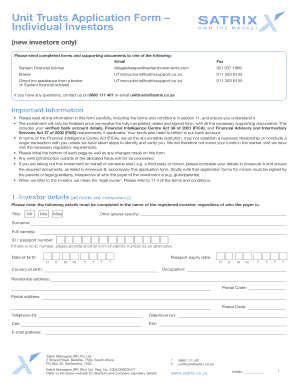 Unit Trusts Application Form