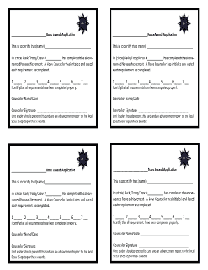 Nova Award Application