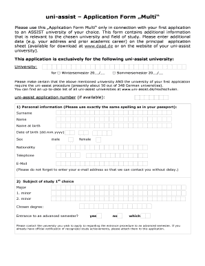 Uni-Assist Application Form Multi