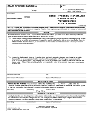 Motion to Renew or Set Aside Domestic Violence Protective Order