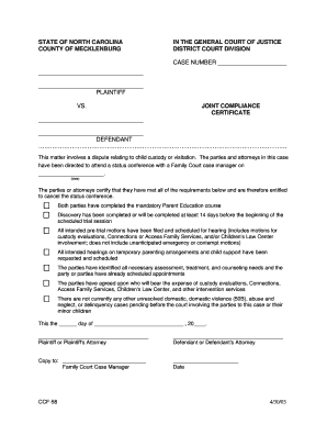 Joint Compliance Certificate for Child Custody