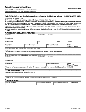University of Minnesota Group Life Insurance Enrollment Form