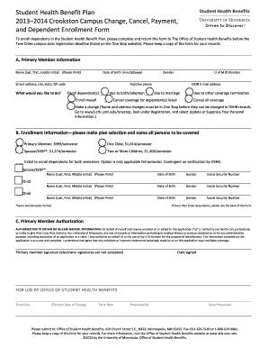 Student Health Benefit Plan Enrollment Form