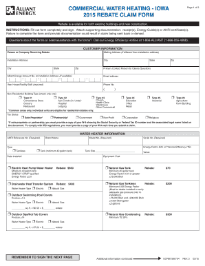 Iowa Commercial Water Heating Rebate Claim Form