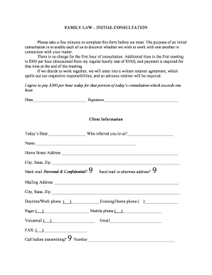 Family Law Initial Consultation Form