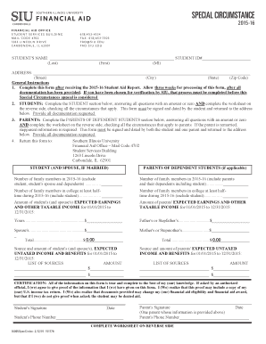 Special Circumstances Financial Aid Appeal Form