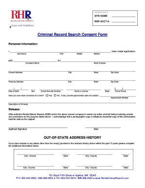 Criminal Record Search Consent Form
