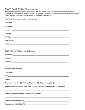 CWT Best Rate Guarantee Claim Form
