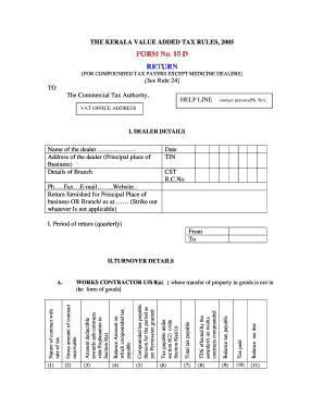 Kerala Value Added Tax Form 10D