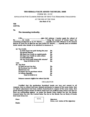 Kerala VAT Input Tax Refund Application