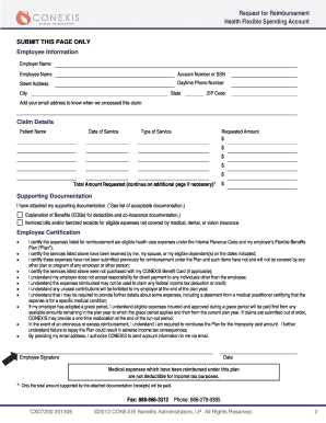 Request for Reimbursement Health Flexible Spending Account