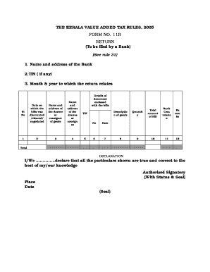 Kerala Value Added Tax Return Form 11B