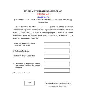 Kerala Value Added Tax Form 20H