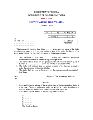 Kerala VAT Registration Certificate
