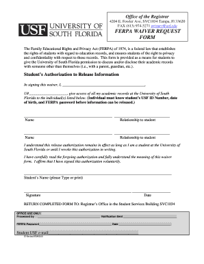 FERPA Waiver Request Form