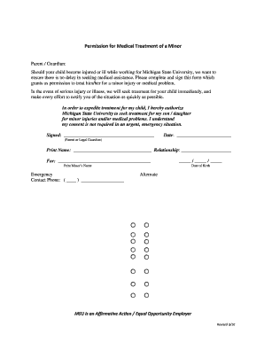 Permission for Medical Treatment of a Minor