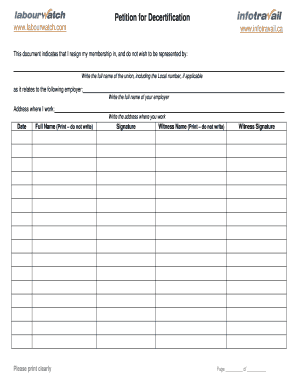 Petition for Decertification