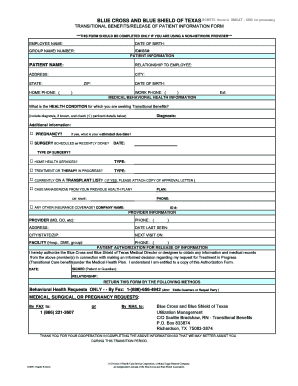 Transitional Benefits Release of Patient Information Form