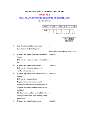 Kerala VAT Registration Renewal Form