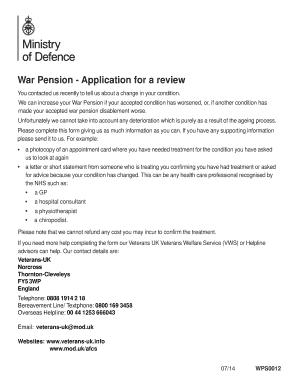 War Pension Review Application