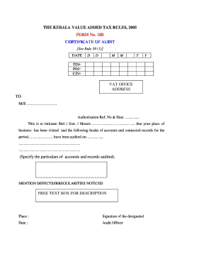 Kerala VAT Audit Certificate
