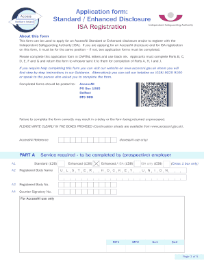 AccessNI Standard/Enhanced Disclosure and ISA Registration Form