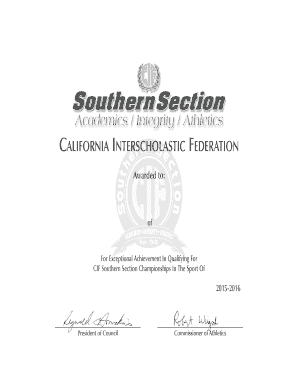 CIF Award Certificate