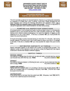 Septic Tank Pumping and Inspection Form