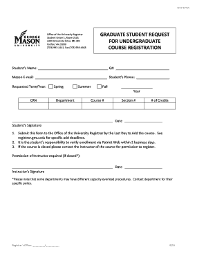 Graduate Student Course Registration Form