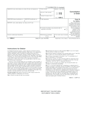 Form 1099-C Cancellation of Debt