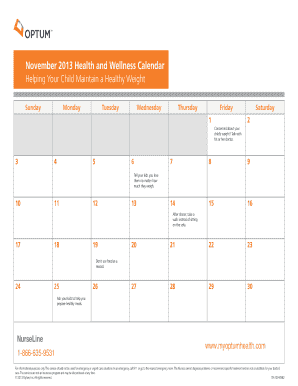 November 2013 Health and Wellness Calendar - nrlca