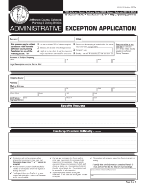 Administrative Exception Application