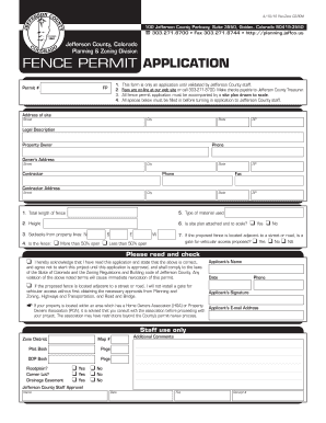 Fence Permit Application - Jefferson County Colorado