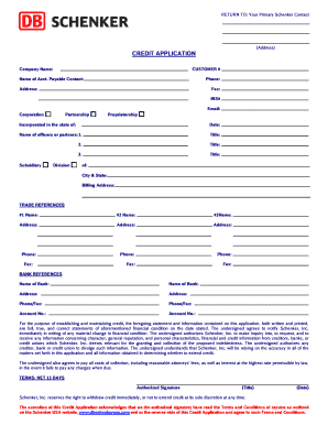 Schenker Credit Application Form