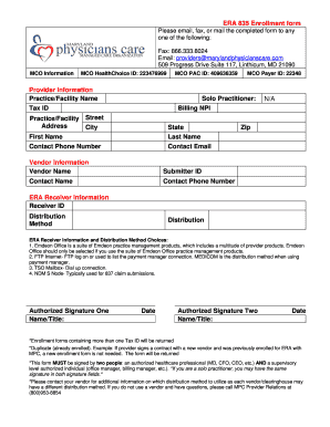 ERA 835 Enrollment Form