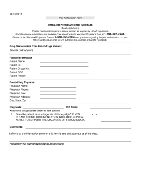 Maryland Medicaid Savella Prior Authorization Form