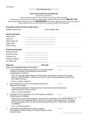 Maryland Medicaid Epogen-Procrit Prior Authorization Form