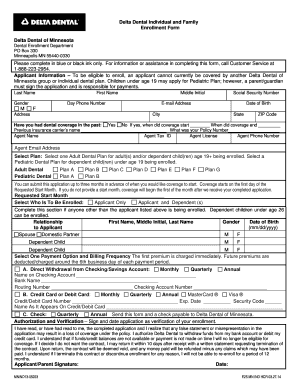 Delta Dental Individual and Family Enrollment Form
