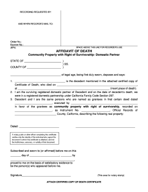 Affidavit of Death for Community Property
