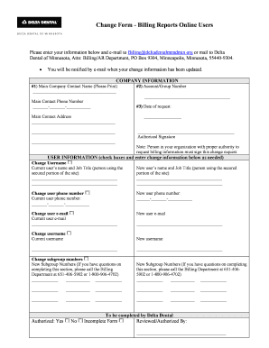 Change Form - Billing Reports Online Users