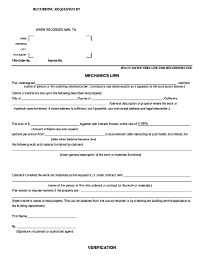 California Mechanics Lien Claim Form